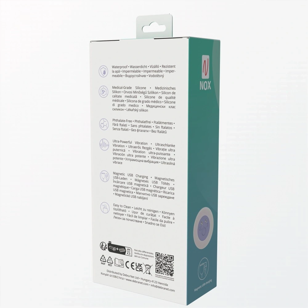 Vibrator NOX Lyza 10 Moduri Vibratii, Silicon, USB, Mov, 16.7 cm, #10, Erotic24.ro