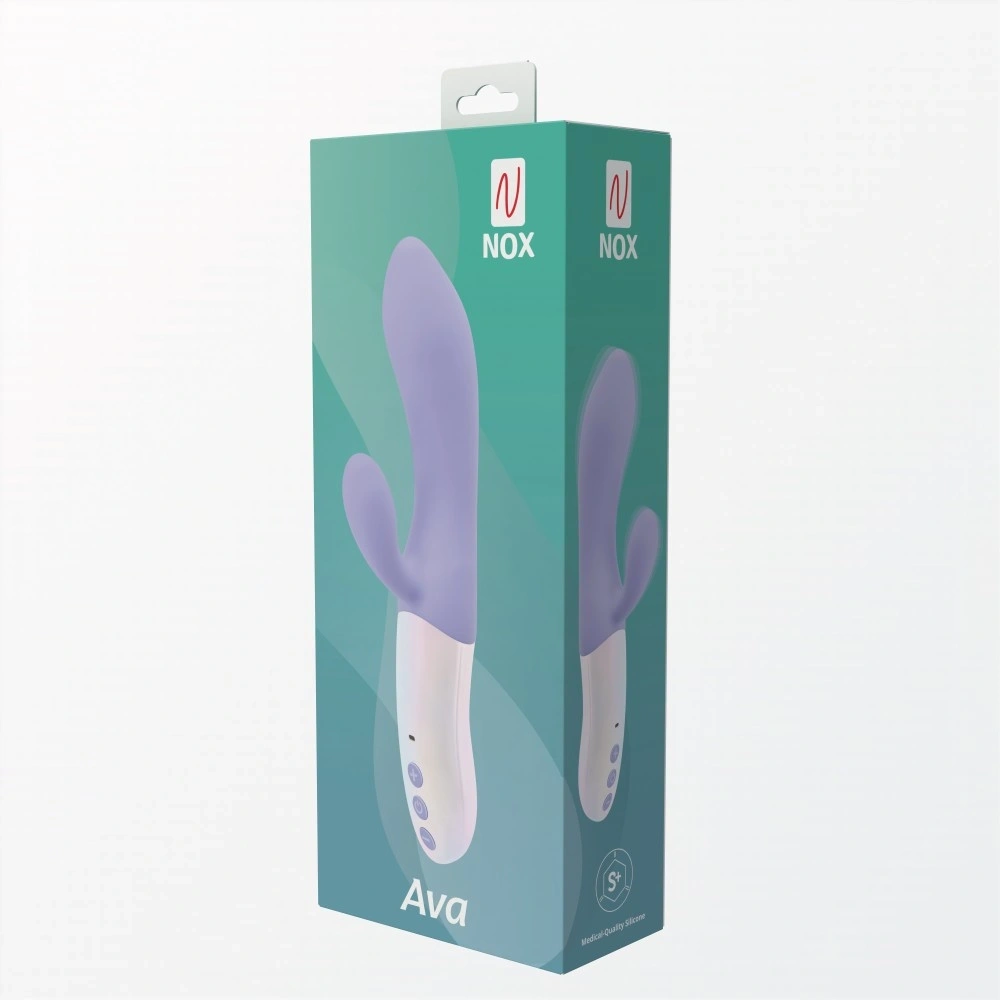 Vibrator Iepuras NOX Ava 10 Moduri Vibratii, Silicon, USB Magentic, Mov, 19 cm, #7, Erotic24.ro