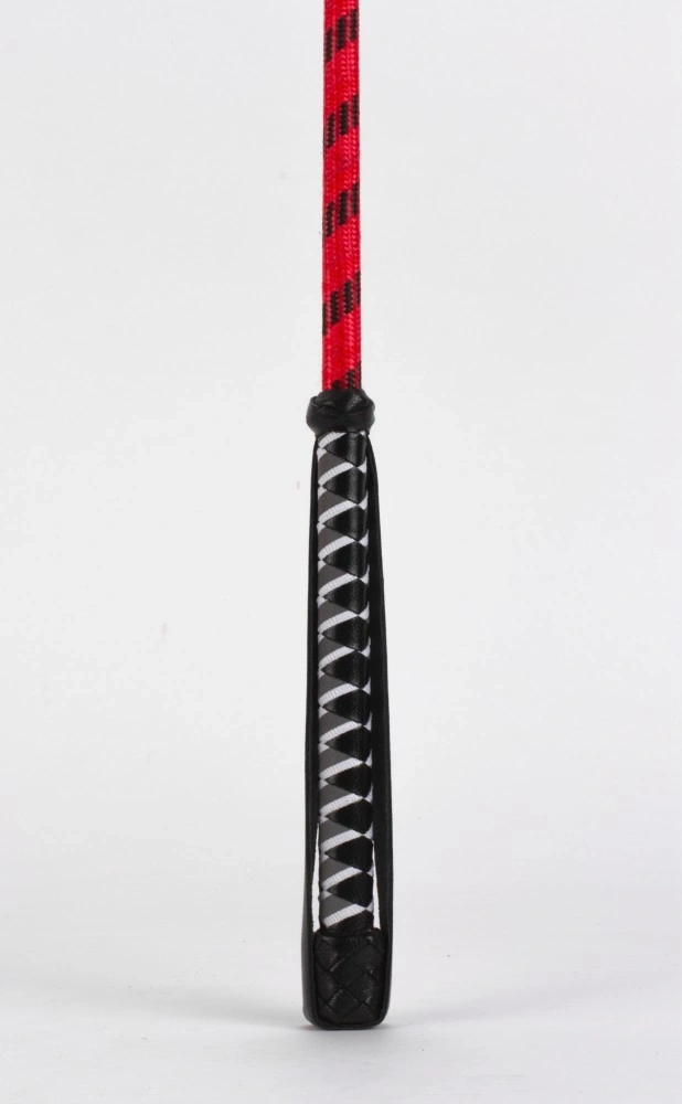 Cravasa Devil Sticks Slapper Crop din Piele Naturala, Rosu/Negru, 71 cm, #2, Erotic24.ro