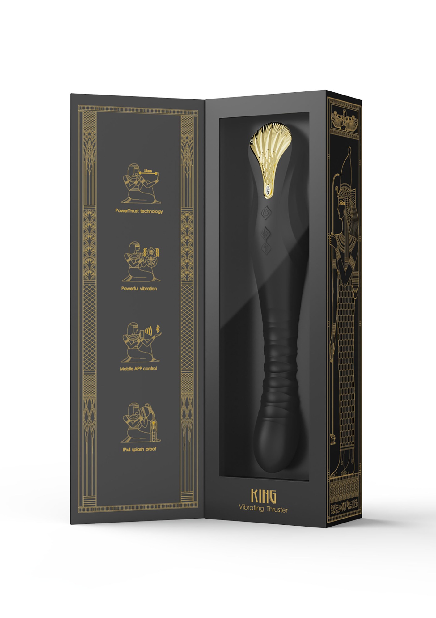 Vibrator King Thruster Bluetooth App Control Silicon Lichid Negru, #9, Erotic24.ro