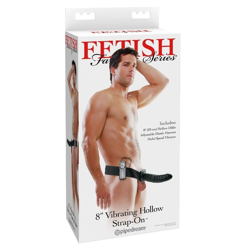 Strap-on Hollow cu Vibratii Multispeed si Telecomanda, Negru, Nr. 4, Erotic24.ro