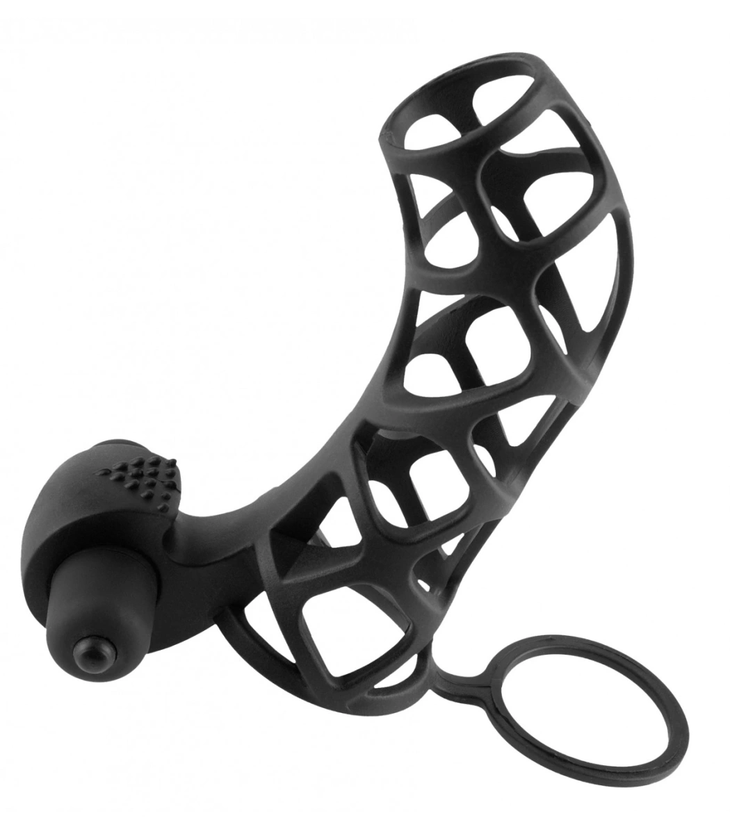 Manson de Penis cu Vibratii Power Cage, Silicon, Negru, #3, Erotic24.ro