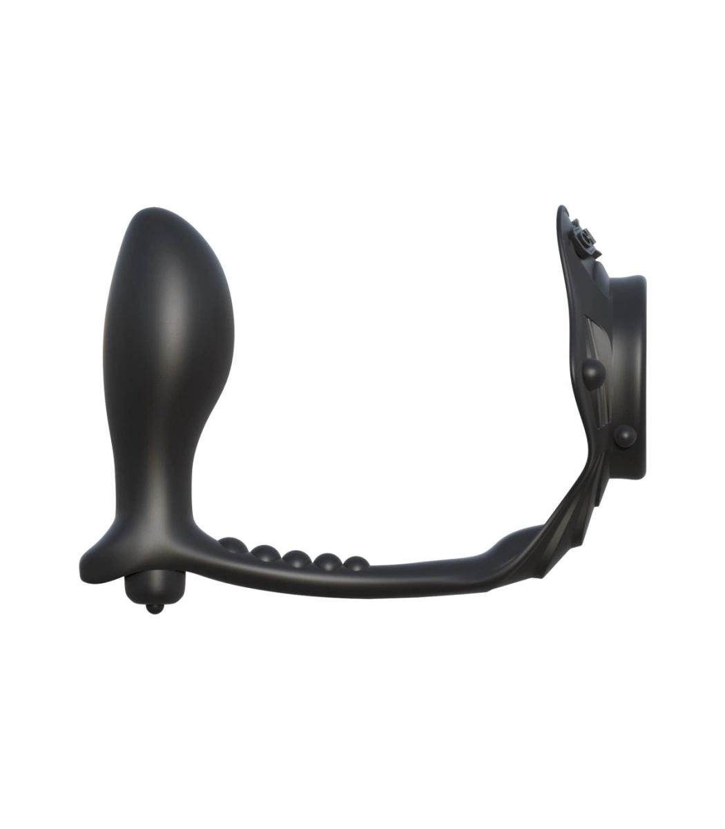 Inel de Penis cu Stimulator Anal cu Vibratii, Silicon, Negru, #4, Erotic24.ro