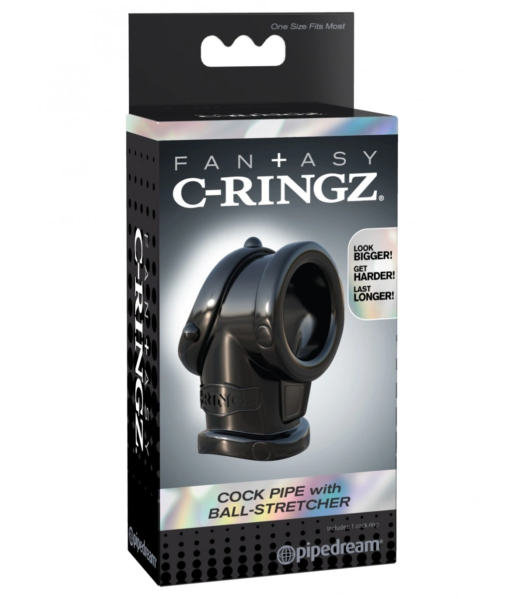 Inel de Penis si Testicule Cock Pipe Ball-Stretcher, TPR, Negru, #3, Erotic24.ro