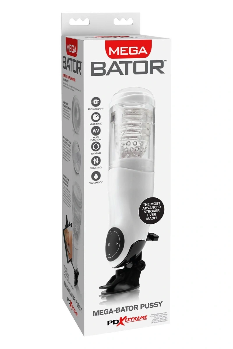 Masturbator Mega-Bator Pussy, Functii Rotatii, Impingere, Vibratii, USB, Alb, 34.5 cm, #10, Erotic24.ro