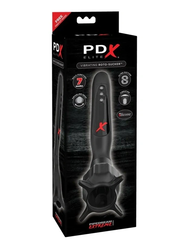 Masturbator Vibrating Roto-Sucker, 7 Moduri Vibratii si Suctiune, Silicon, Negru, Nr. 4, Erotic24.ro