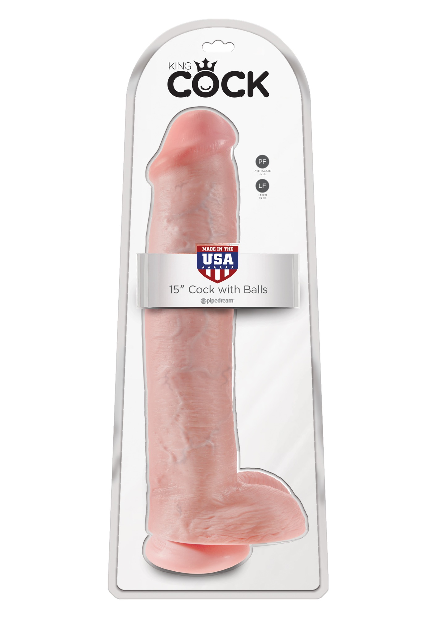 Dildo Realist King Cock cu Ventuza, Natural, 38 cm, Nr. 6, Erotic24.ro
