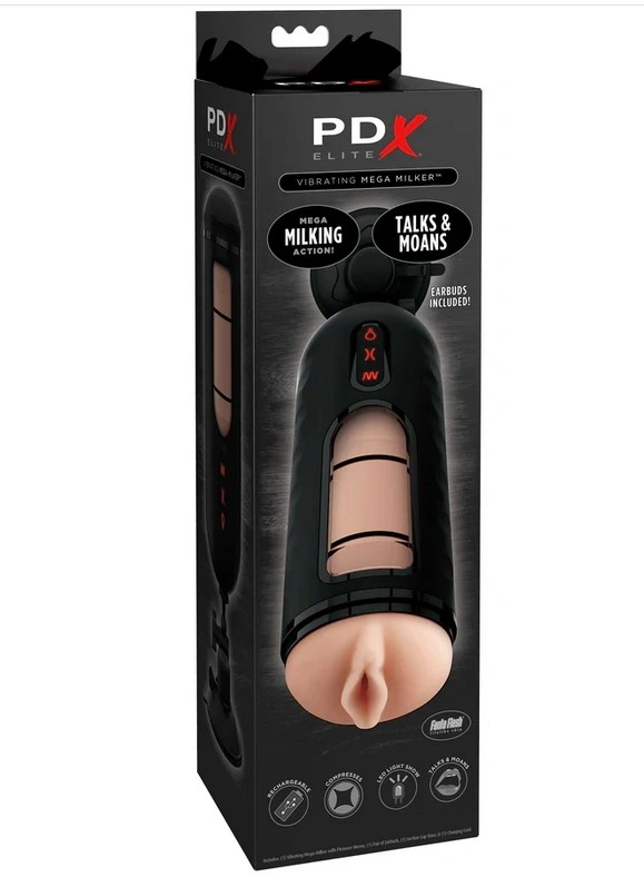 Masturbator Vibrating Mega Milker Talks&Moans, 7 Moduri Vibratii, 9 Moduri Suctiune, USB, Natural, #4, Erotic24.ro