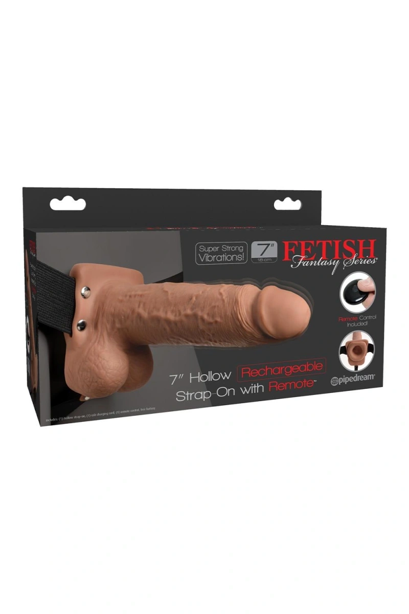 Strap-on Fetish Fantasy Series, Remote Control, 10 Moduri Vibratii, PVC, Maro, 20.3 cm, #7, Erotic24.ro