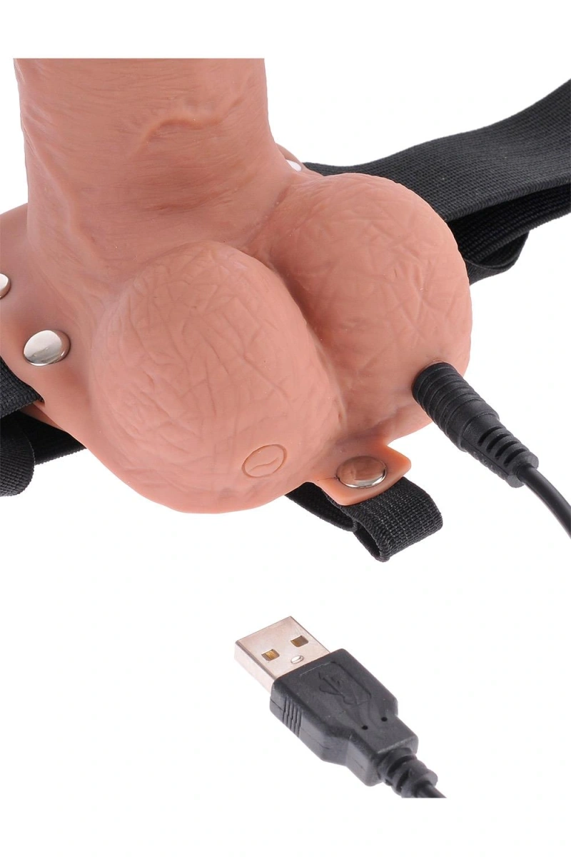 Strap-on Fetish Fantasy Series, Remote Control, 10 Moduri Vibratii, PVC, Maro, 20.3 cm, #4, Erotic24.ro