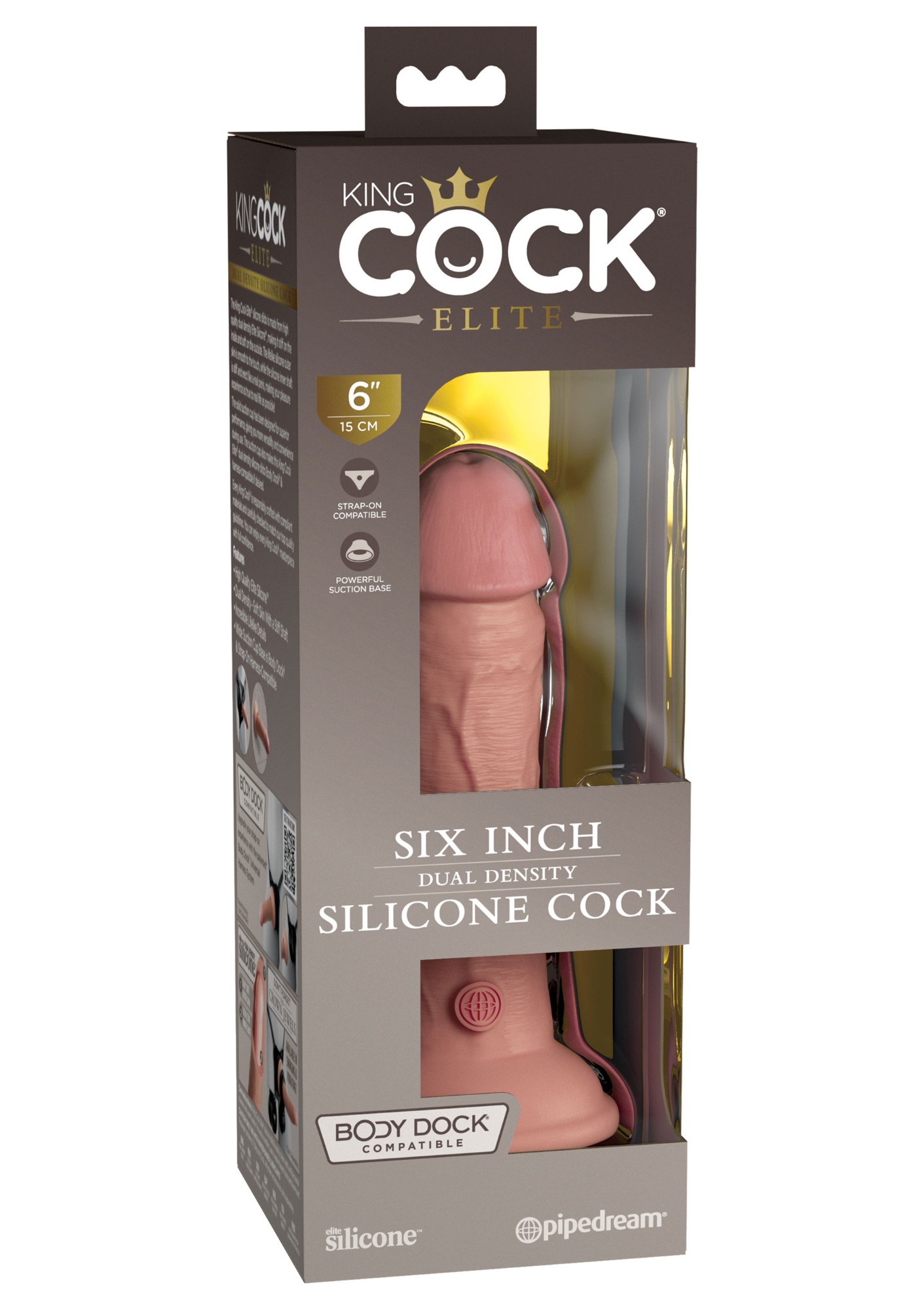 Dildo Realist King Cock Elite Silicon Dubla Densitate Ventuza Puternca Natural 17.8 cm , #5, Erotic24.ro