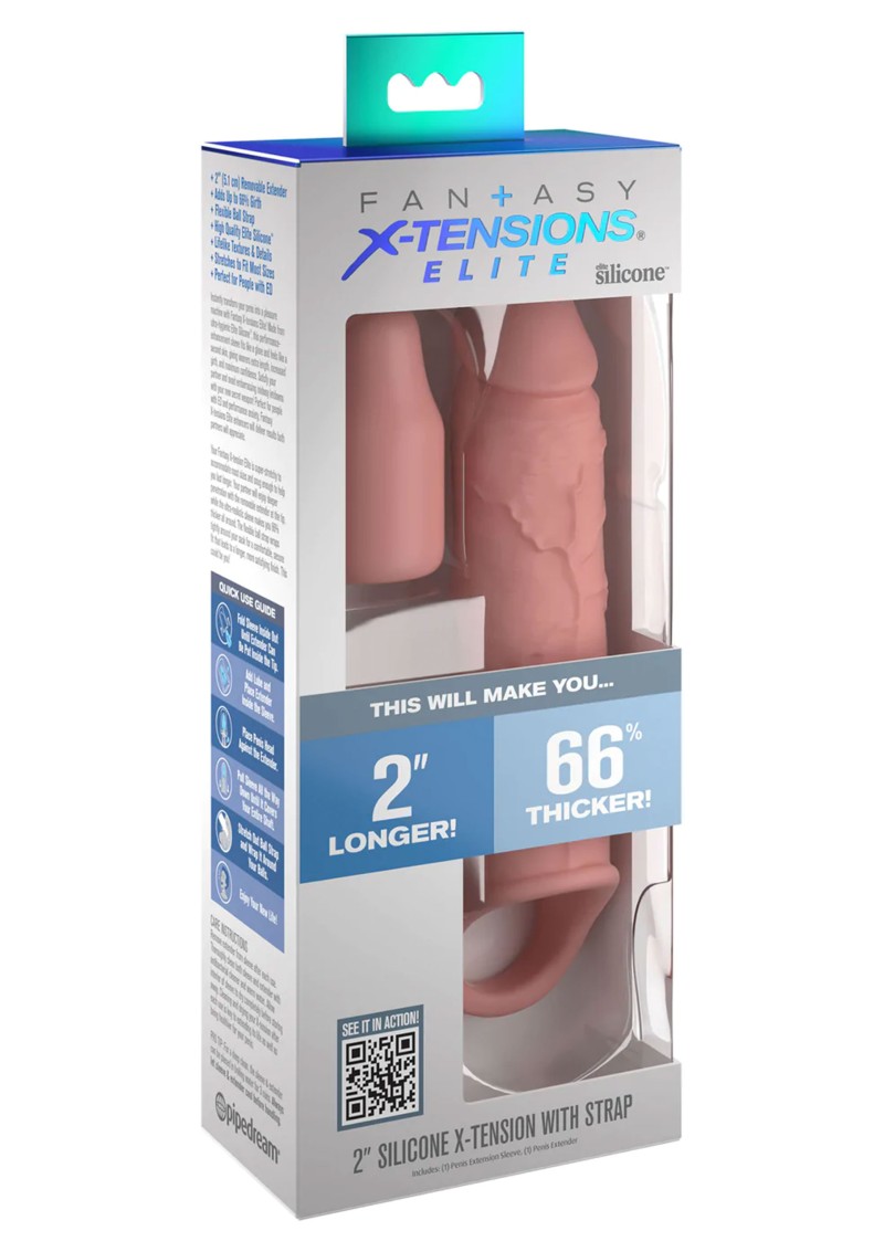 Prelungitor Penis cu Inel Testicule Fantasy X-Tensions Elite, Silicon, Natural, 20.3 cm, #3, Erotic24.ro
