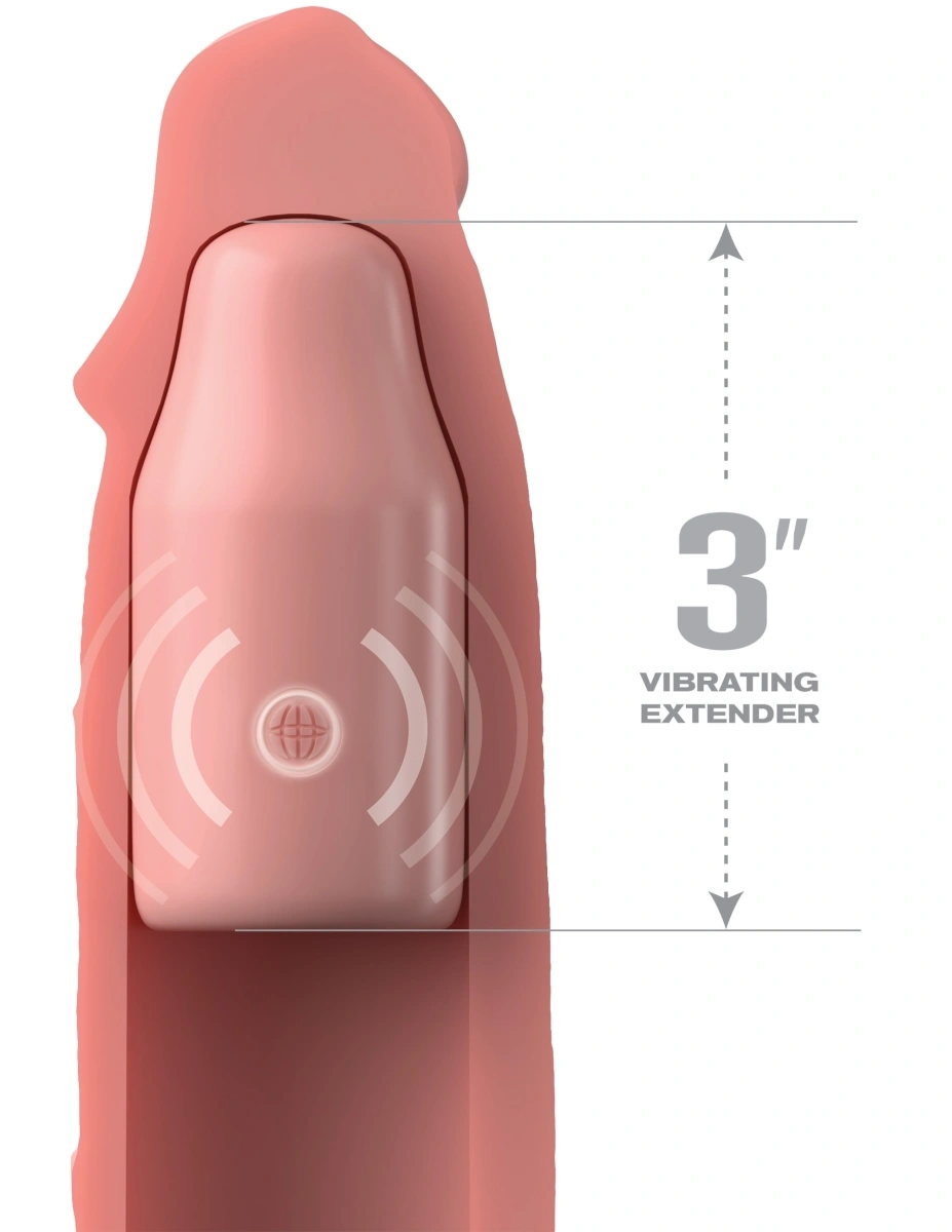 Prelungitor Penis cu Vibratii Fantasy X-Tensions Elite, Remote Control, Silicon, Natural, 22.9 cm, #2, Erotic24.ro