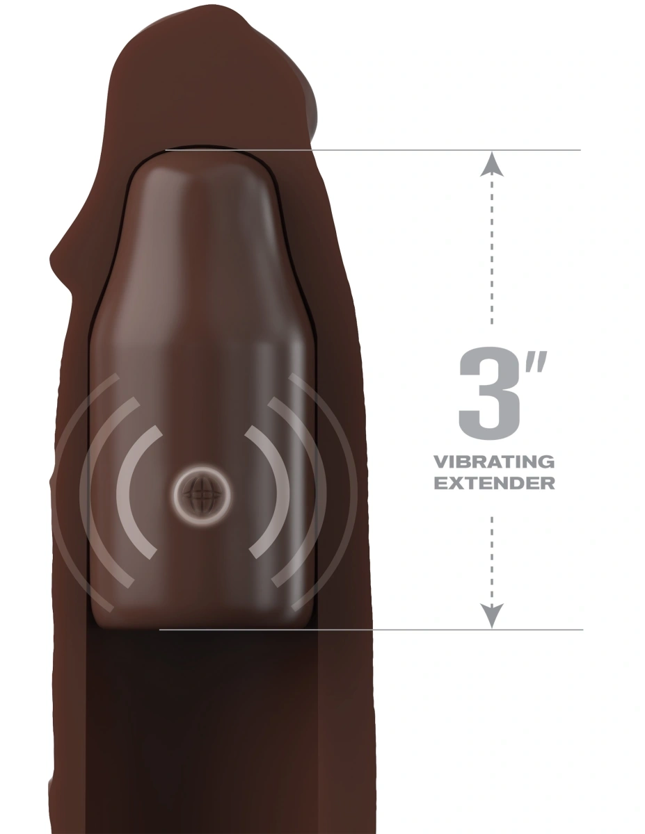 Prelungitor Penis cu Vibratii Fantasy X-Tensions Elite, Remote Control, Silicon, Maro, 22.9 cm, #2, Erotic24.ro