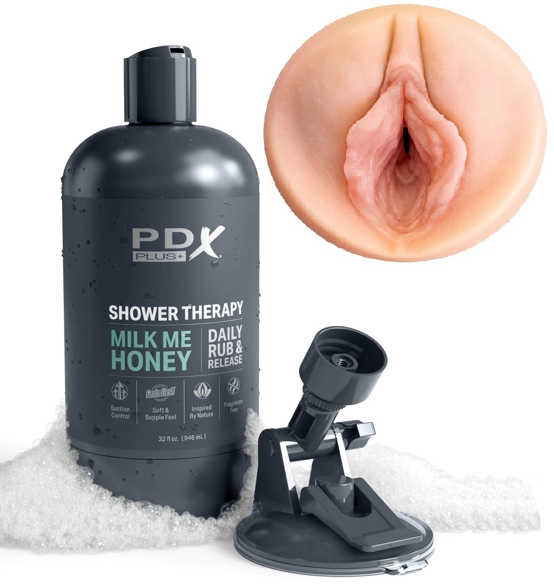 Masturbator Shower Therapy Milk Me Honey, Fanta Flesh, Natural, 20.7 cm