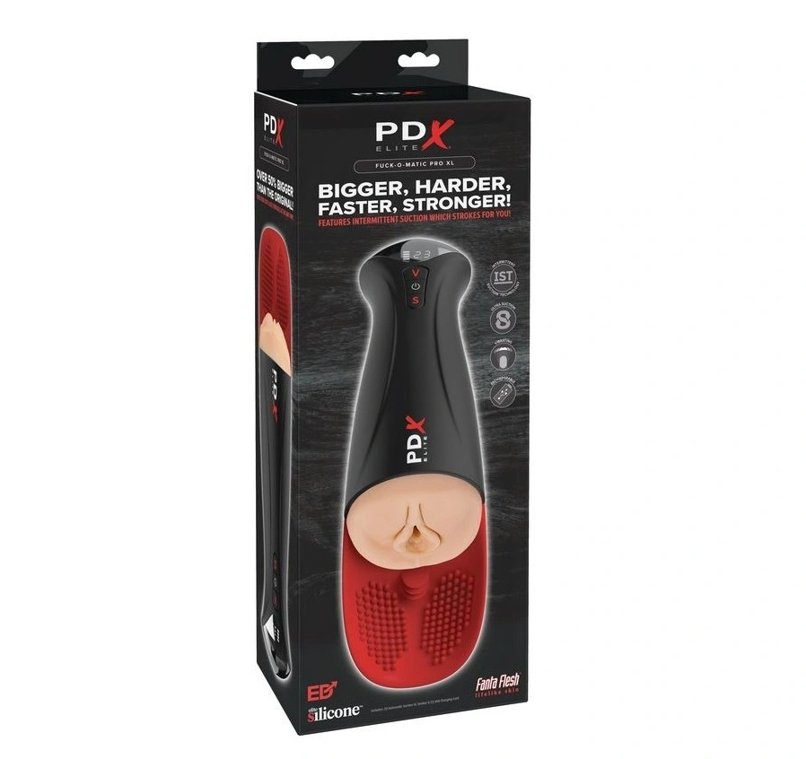 Masturbator Vagin Fuck-O-Matic Pro XL, 5 Moduri Vibratie, 5 Moduri Suctiune, Natural, 35 cm, #6, Erotic24.ro