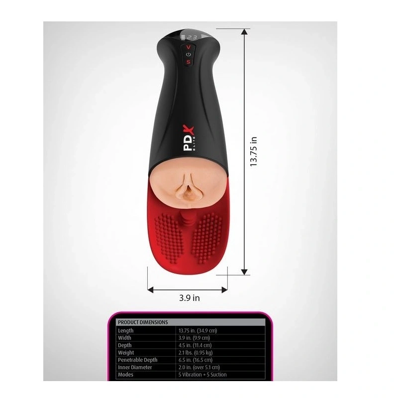 Masturbator Vagin Fuck-O-Matic Pro XL, 5 Moduri Vibratie, 5 Moduri Suctiune, Natural, 35 cm, #4, Erotic24.ro