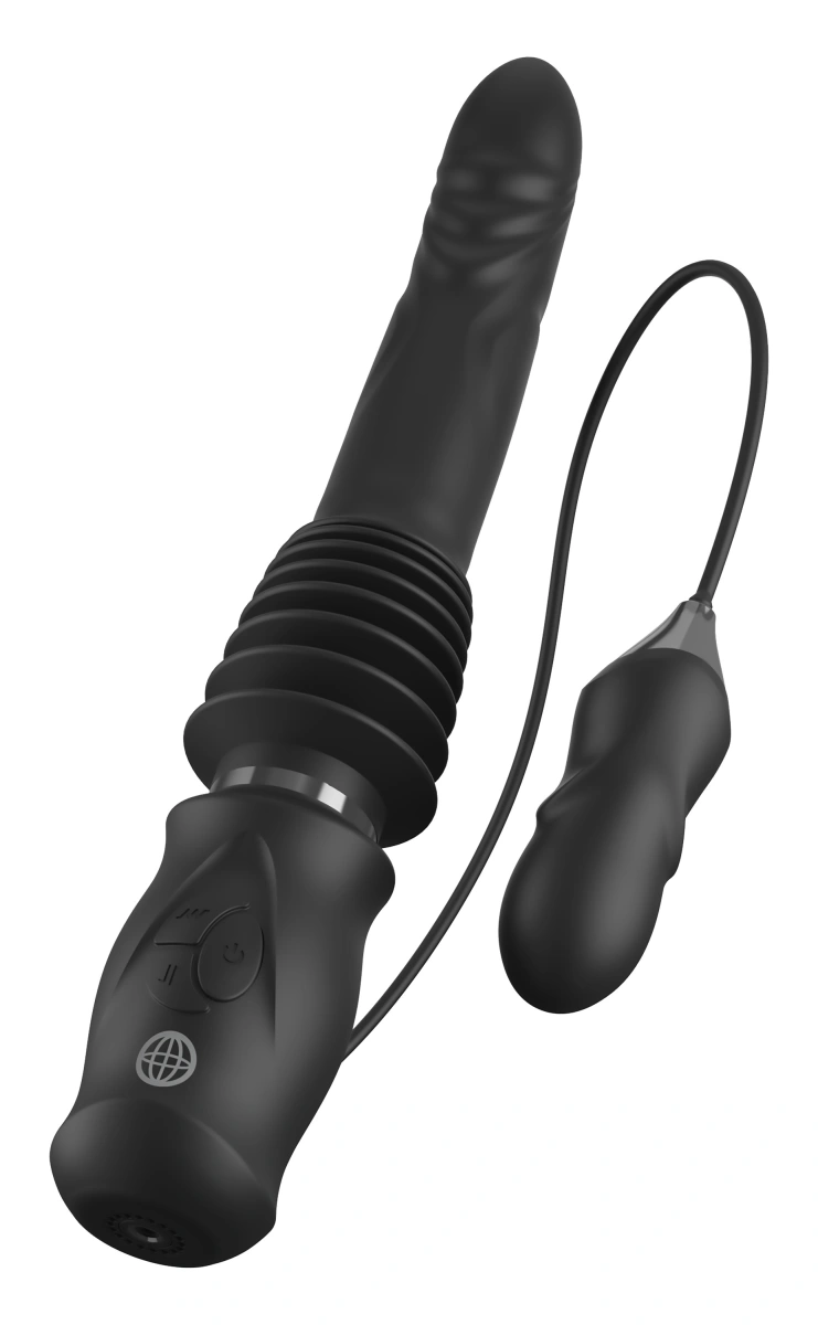 Stimulator Ultimate Silicone Thruster, 10 Moduri Vibratii, 3 Moduri Impingere, Silicon, USB, Negru, 29 cm, #2, Erotic24.ro