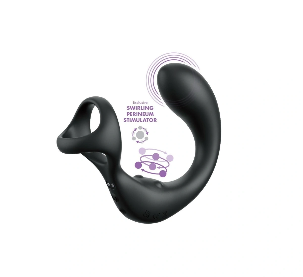 Inel de Penis cu Stimulator Anal, Remote Control, 10 Moduri Vibratii, Functie Stimulare Perineu, Silicon, USB, Negru, 14 cm, #3, Erotic24.ro