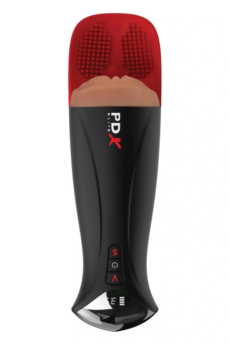 Masturbator Vagin Fuck-O-Matic Pro XL, 5 Moduri Vibratie, 5 Moduri Suctiune, Maro, 35 cm, #4, Erotic24.ro