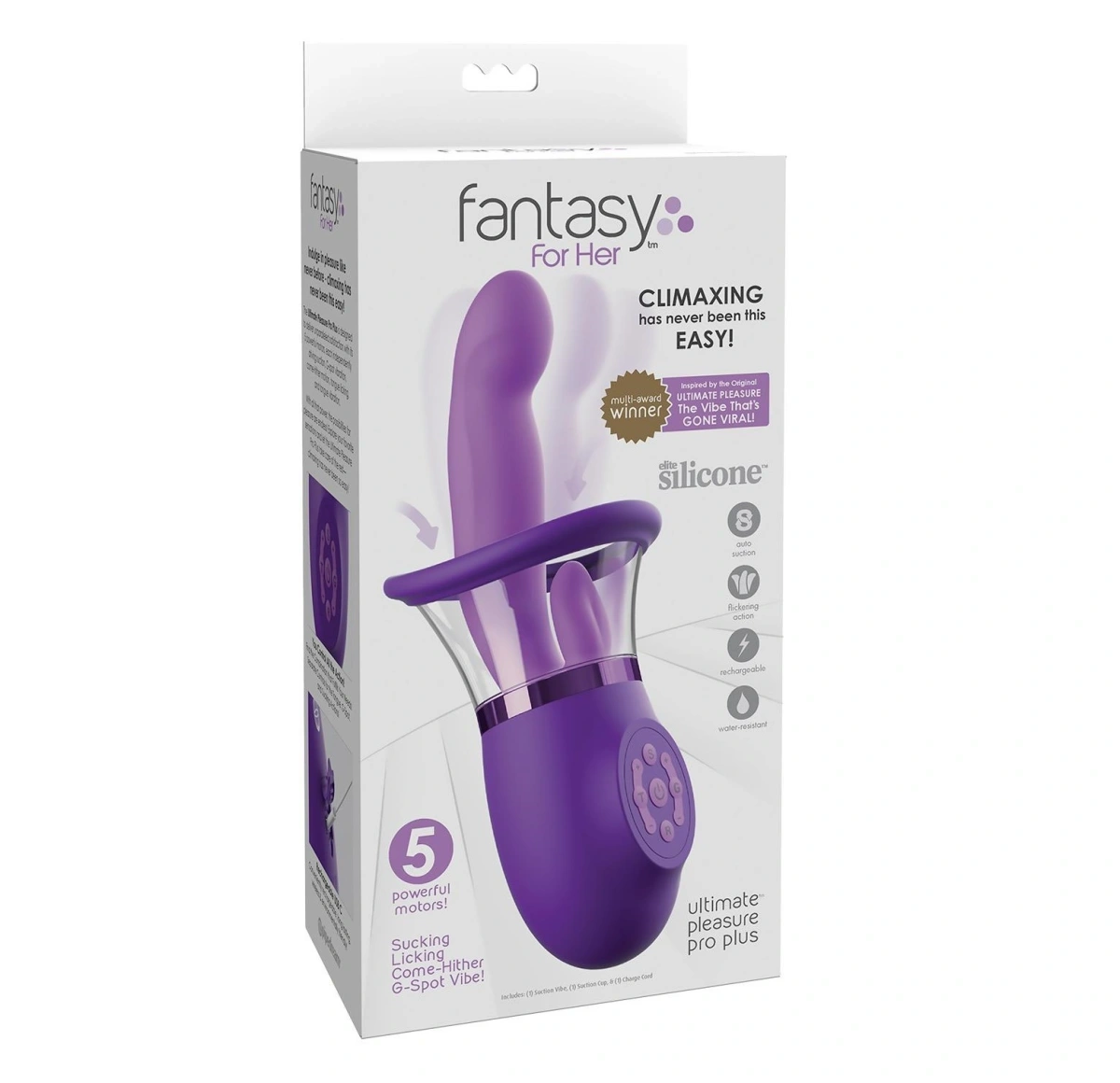 Stimulator Ultimate Pleasure Pro Plus, 5 Motore Puternice, Silicon, USB, Mov, 24.1 cm, #5, Erotic24.ro