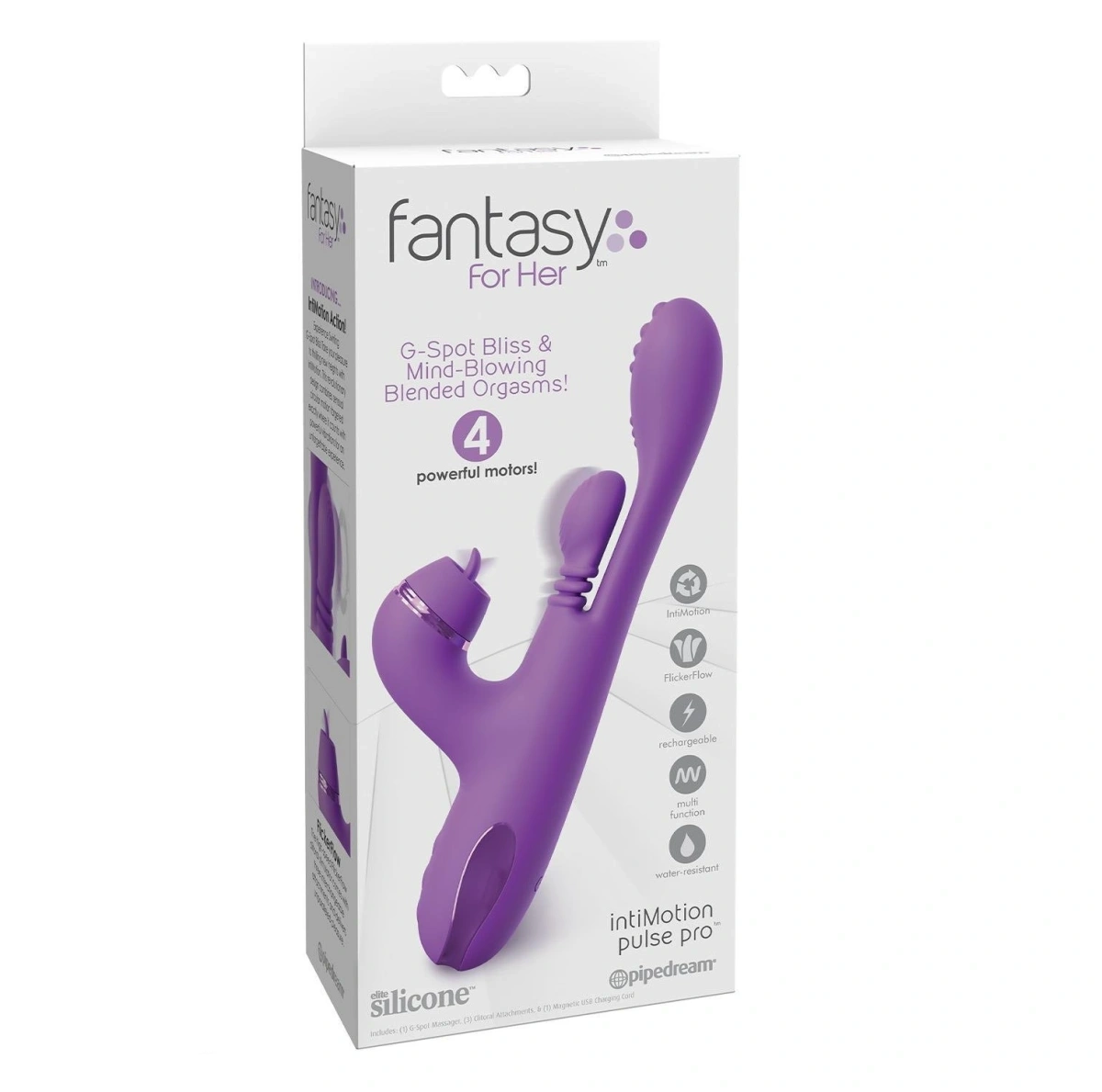 Vibrator IntiMotion Pulse Pro, 4 Motoare Puternice, Functii Multiple, Silicon, USB, Mov, 24 cm, #6, Erotic24.ro
