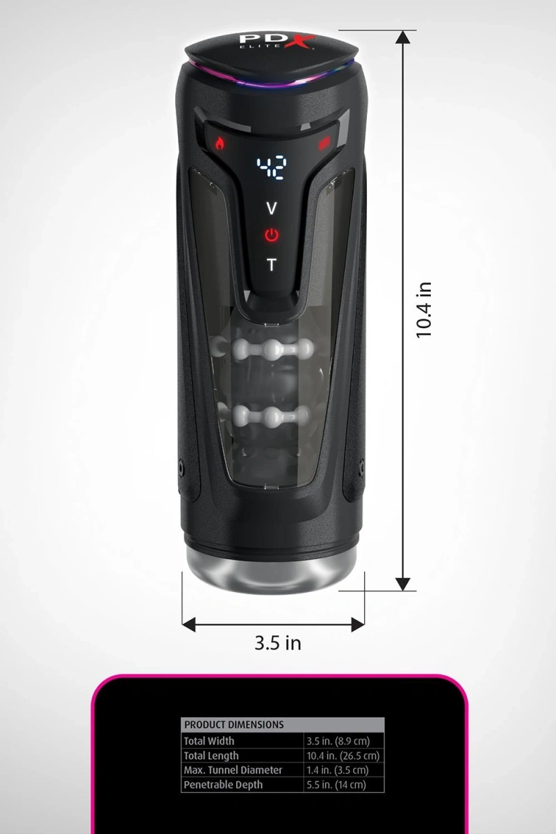 Masturbator Moto-Bator Pro, 5 Moduri Vibratii, 5 Moduri Impingere, 2 Nivele Incalzire, Negru, 26.5 cm, #5, Erotic24.ro