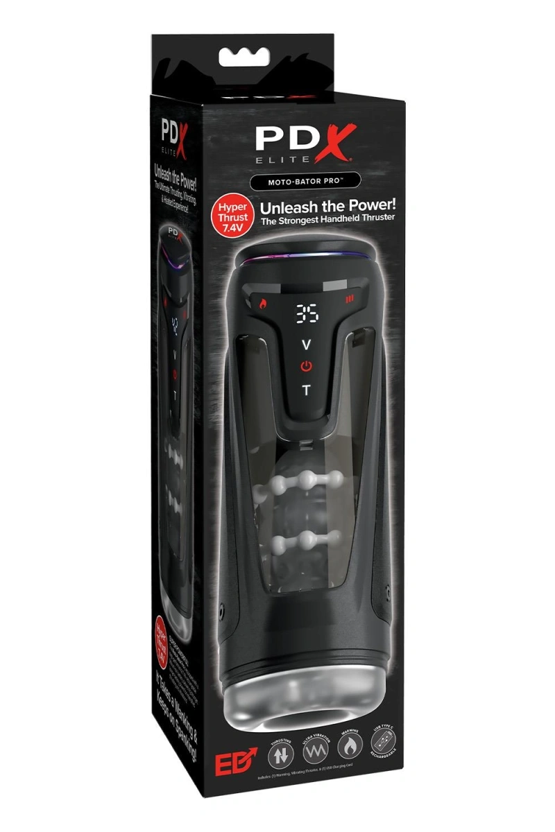 Masturbator Moto-Bator Pro, 5 Moduri Vibratii, 5 Moduri Impingere, 2 Nivele Incalzire, Negru, 26.5 cm, #6, Erotic24.ro