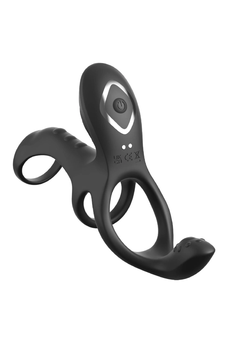 Inel de Penis Ultimate Couples Cage Max, 3 Motoare, 10 Moduri Vibratii, Silicon, Negru, Nr. 2, Erotic24.ro