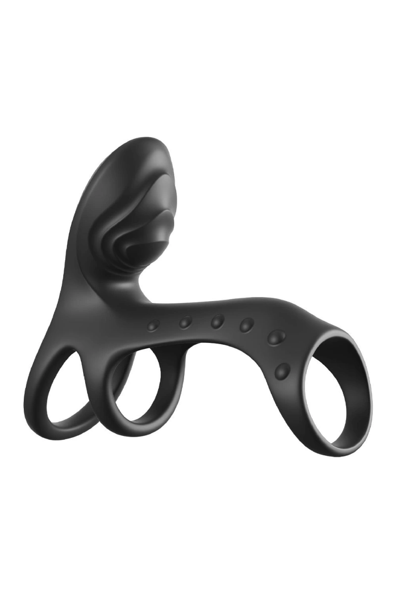 Inel de Penis Ultimate Couples Cage Pro, 2 Motoare, 10 Moduri Vibratii, Silicon, Negru, Nr. 2, Erotic24.ro