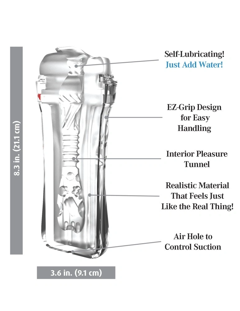 Masturbator Super Luscious Lips Auto-Lubrifiant, TPE, Clear, 21.1 cm, Nr. 5, Erotic24.ro