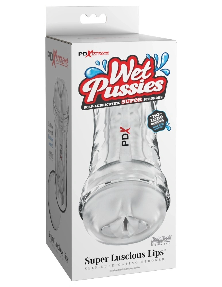 Masturbator Super Luscious Lips Auto-Lubrifiant, TPE, Clear, 21.1 cm, Nr. 7, Erotic24.ro