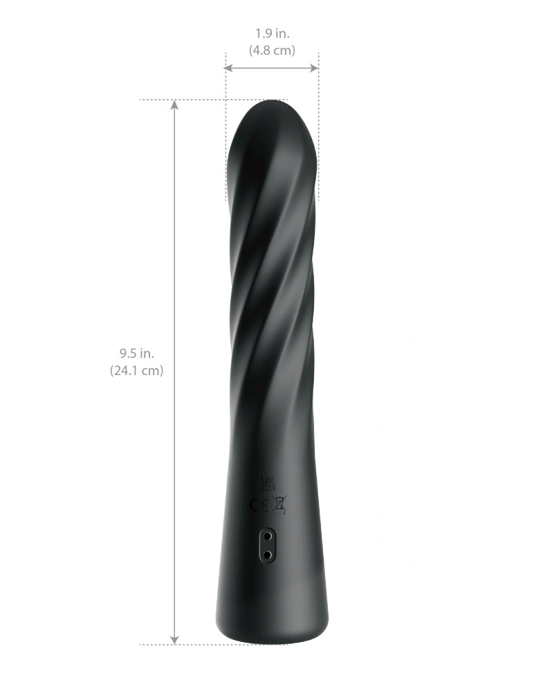 Vibrator Anal Twist Ecstacy, Silicon, USB Magnetic, Negru, 24.1 cm, Nr. 3, Erotic24.ro