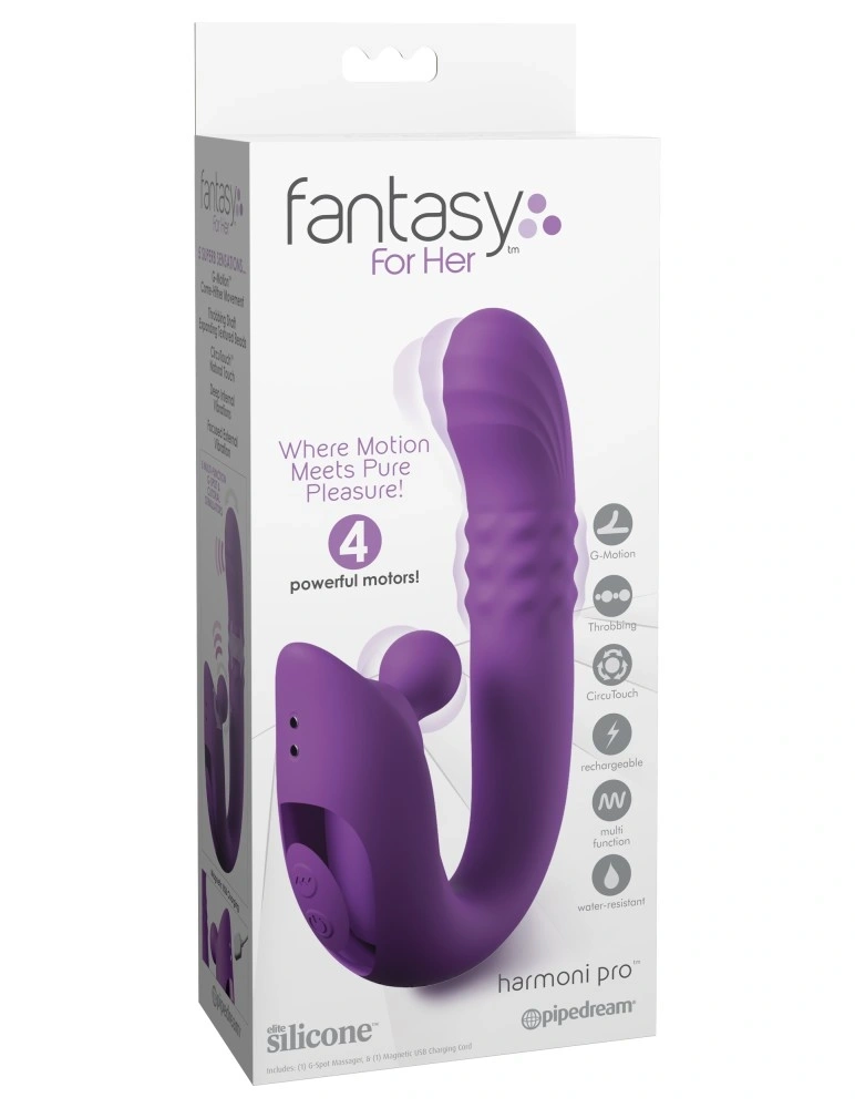 Stimulator Harmoni Pro, 4 Motoare, Functii Multiple, Silicon, USB Magnetic, Silicon, Mov, 17.8 cm, #8, Erotic24.ro
