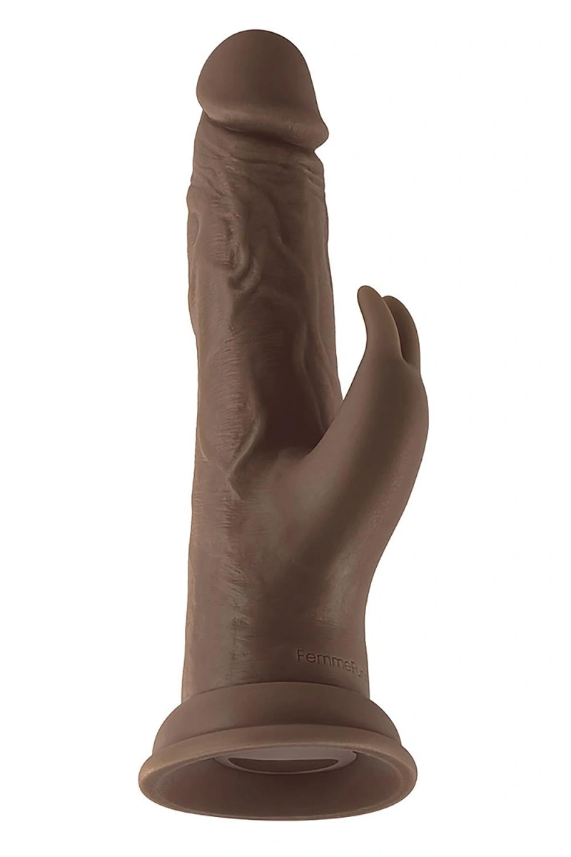 Vibrator Realist Vortex Turbo Rabbit FemmeFunn, Remote Control, 8 Moduri Vibratii, 1 Miscare Rotatie, Silicon Lichid, USB, Maro, 21 cm, #5, Erotic24.ro