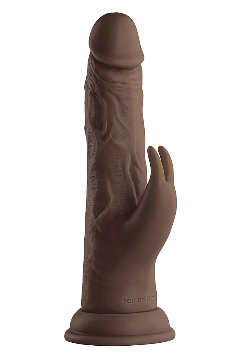 Vibrator Realist Vortex Turbo Rabbit FemmeFunn, Remote Control, 8 Moduri Vibratii, 1 Miscare Rotatie, Silicon Lichid, USB, Maro, 21 cm, #2, Erotic24.ro