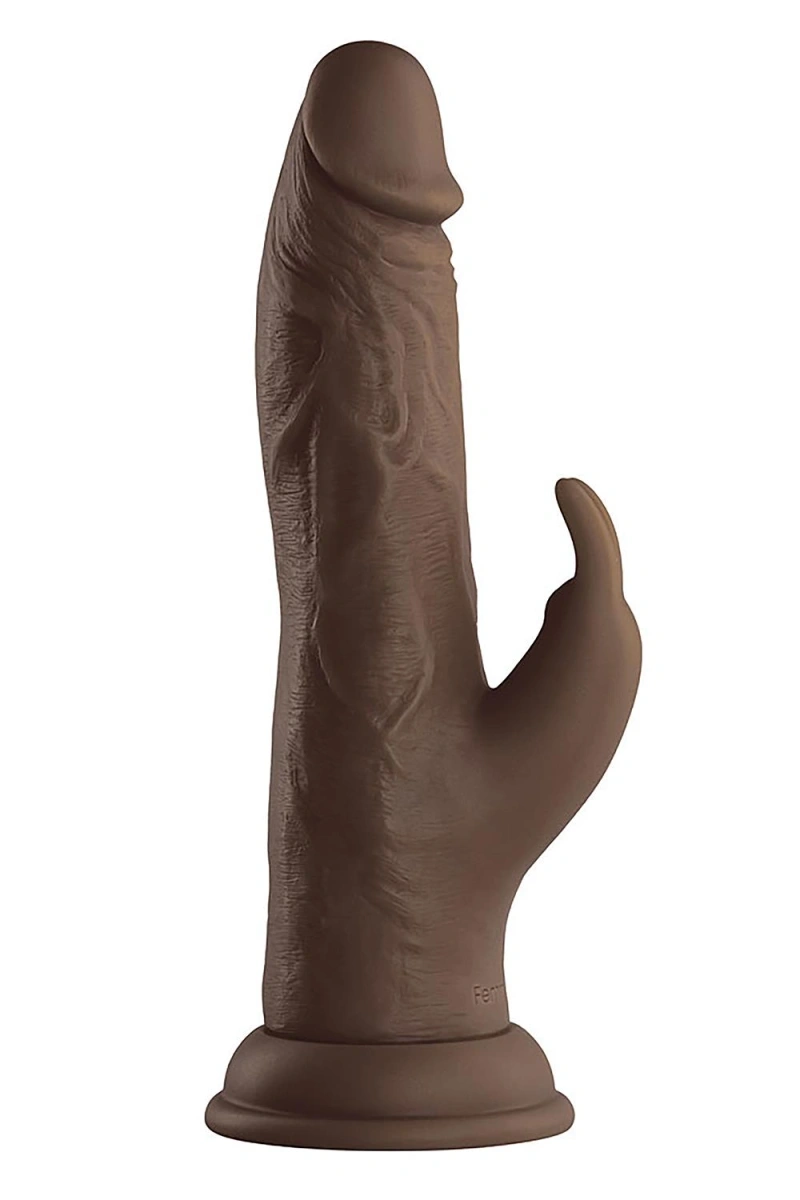 Vibrator Realist Vortex Turbo Rabbit FemmeFunn, Remote Control, 8 Moduri Vibratii, 1 Miscare Rotatie, Silicon Lichid, USB, Maro, 21 cm, #6, Erotic24.ro