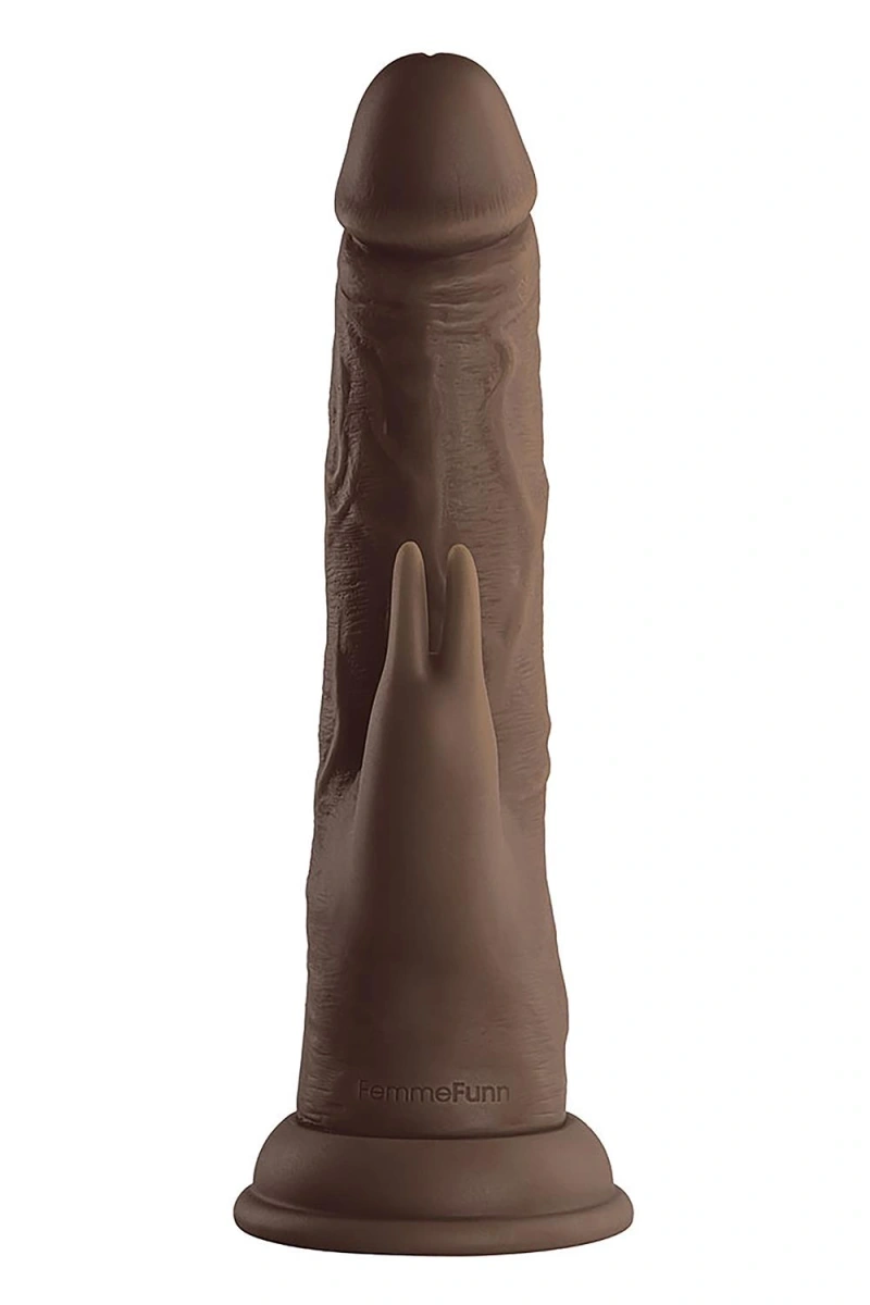 Vibrator Realist Vortex Turbo Rabbit FemmeFunn, Remote Control, 8 Moduri Vibratii, 1 Miscare Rotatie, Silicon Lichid, USB, Maro, 21 cm, #3, Erotic24.ro