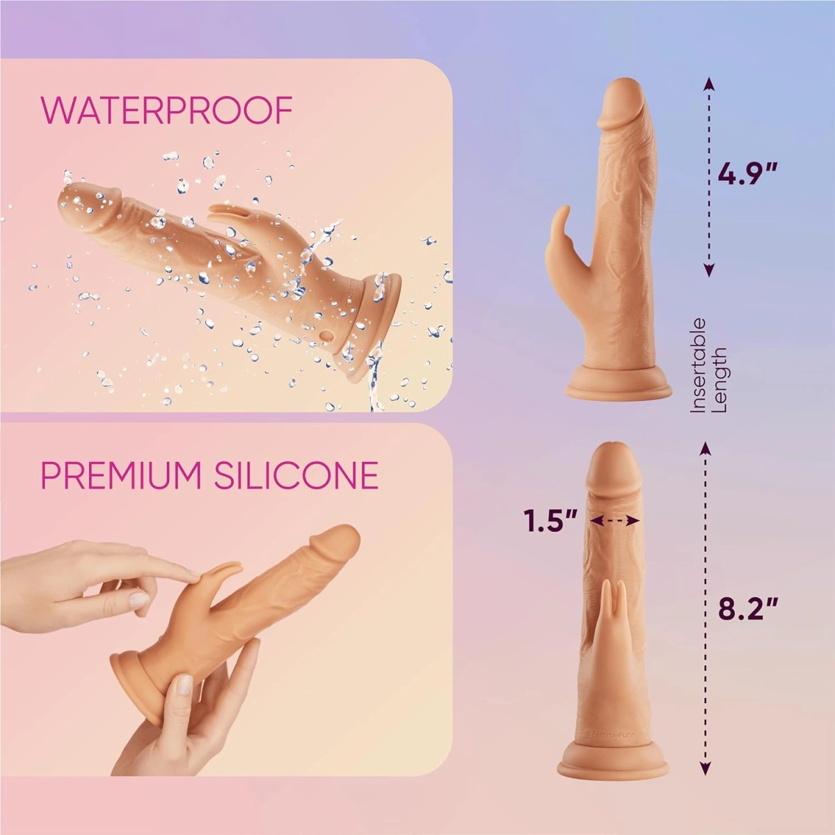 Vibrator Realist Vortex Turbo Rabbit FemmeFunn, Remote Control, 8 Moduri Vibratii, 1 Miscare Rotatie, Silicon Lichid, USB, Natural, 21 cm, #3, Erotic24.ro