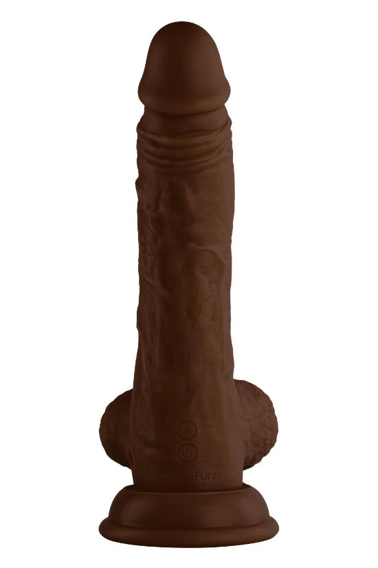 Vibrator Realist Vortex Turbo Baller FemmeFunn, Remote Control, 8 Moduri Vibratii, 1 Miscare Rotatie, Silicon Lichid, USB, Maro, 20.6 cm, #3, Erotic24.ro