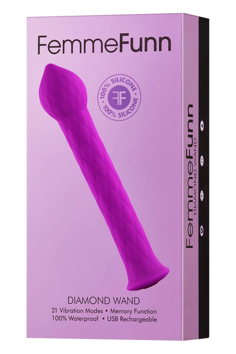 Vibrator Flexibil Diamond Wand, 21 Moduri Vibratii, Silicon, USB, Mov, 17 cm, Nr. 8, Erotic24.ro