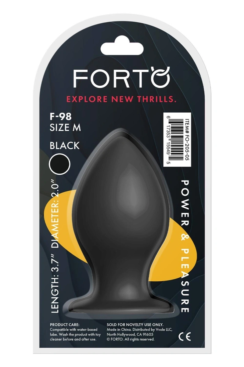 Dop Anal Forto F-98 Medium, Silicon, Negru, 9.3 cm, #3, Erotic24.ro