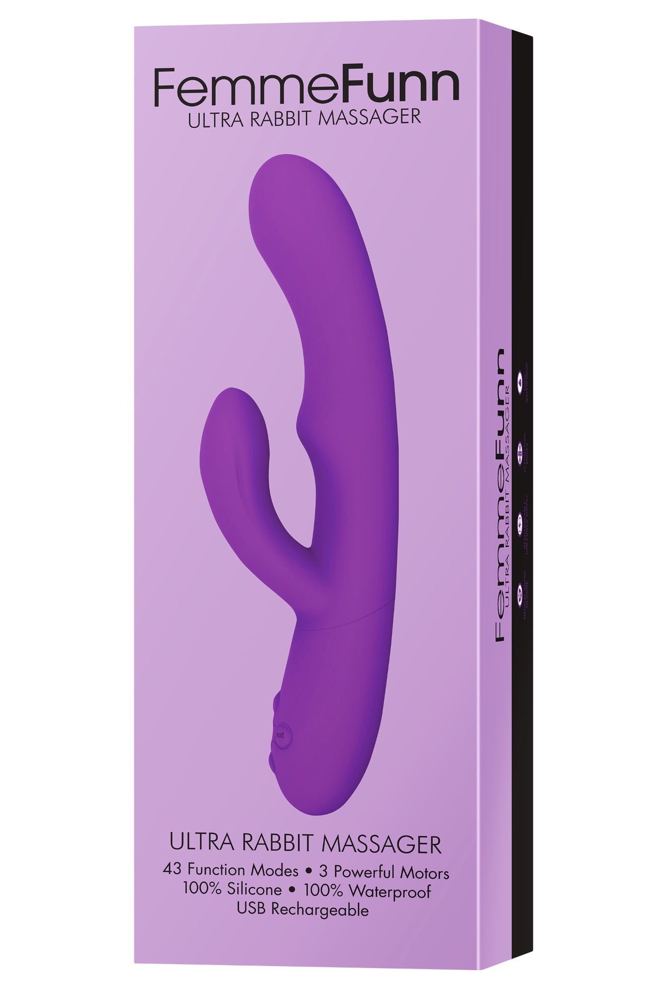 Vibrator Ultra Rabbit FemmeFunn, 21 Moduri Stimulatoare, Silicon Premium, USB, Mov, 24.6 cm, #6, Erotic24.ro