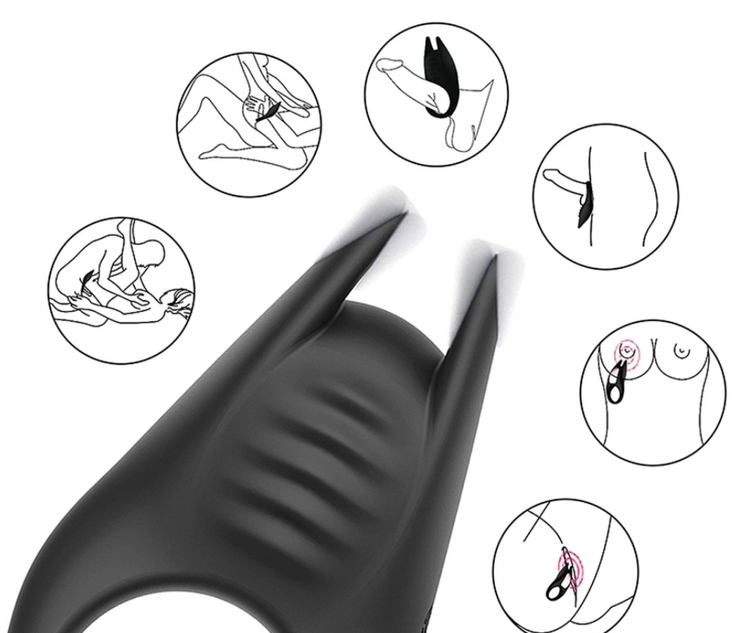 Inel Penis Bat Ring Remote Control, 10 Moduri Vibratii, Silicon, USB, Negru, Mokko Toys, Simply Fun, #6, Erotic24.ro