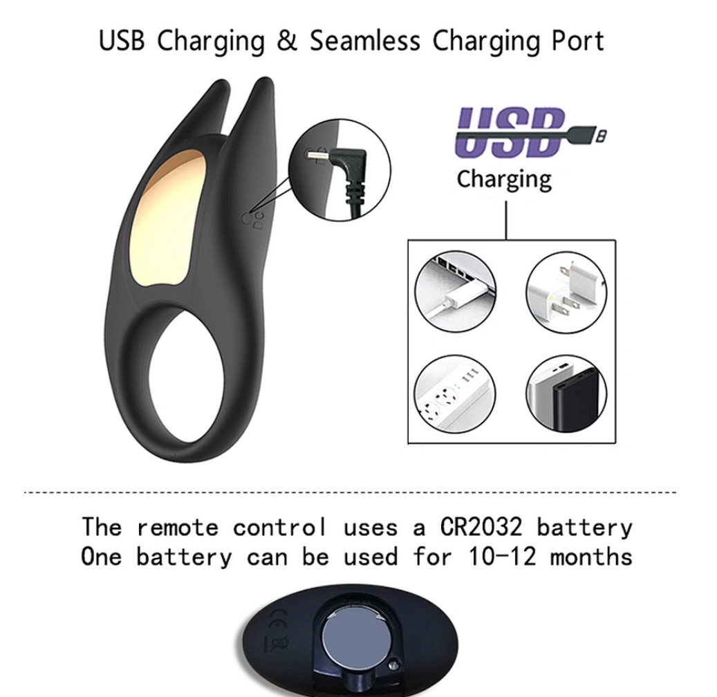 Inel Penis Bat Ring Remote Control, 10 Moduri Vibratii, Silicon, USB, Negru, Mokko Toys, Simply Fun, #7, Erotic24.ro