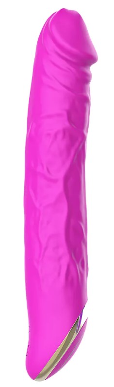 Vibrator Realist David Silicon Silent Mode 10 Moduri USB Fuchsia 22 cm Guilty Toys, Glamour, Nr. 4, Erotic24.ro