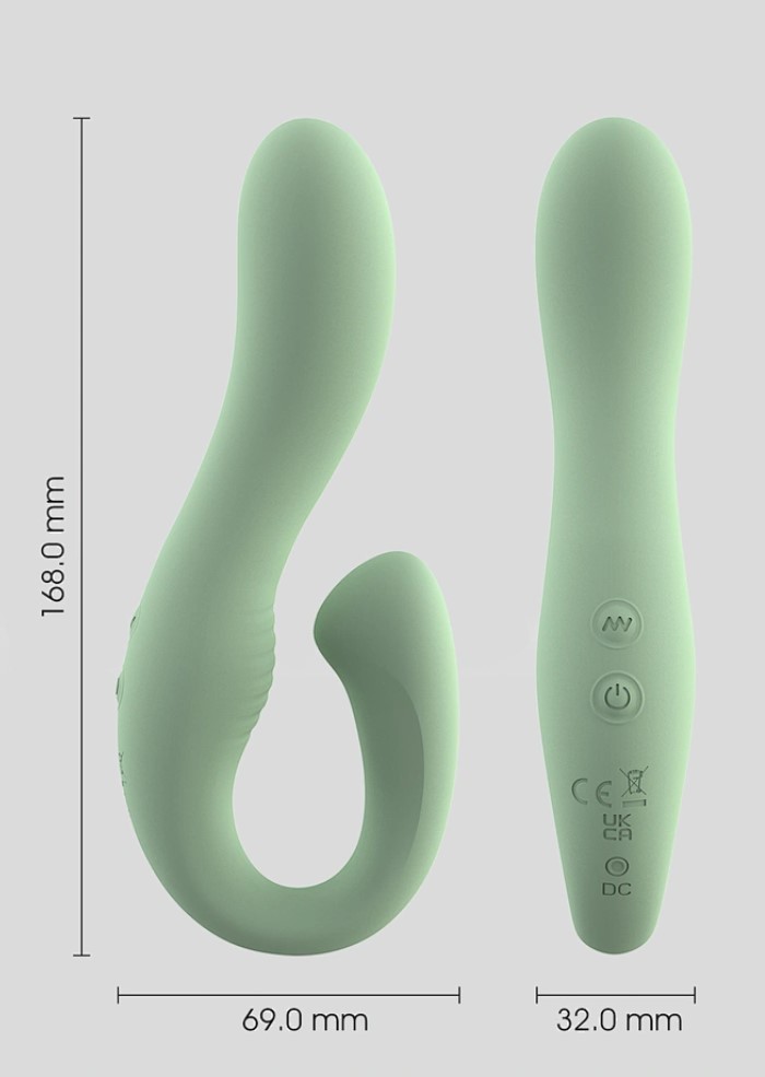 Strap On Strapless pentru Femei Carolina, 10 Moduri Vibratii, Silicon, USB, Verde, Guilty Toys, Sexxify, #3, Erotic24.ro