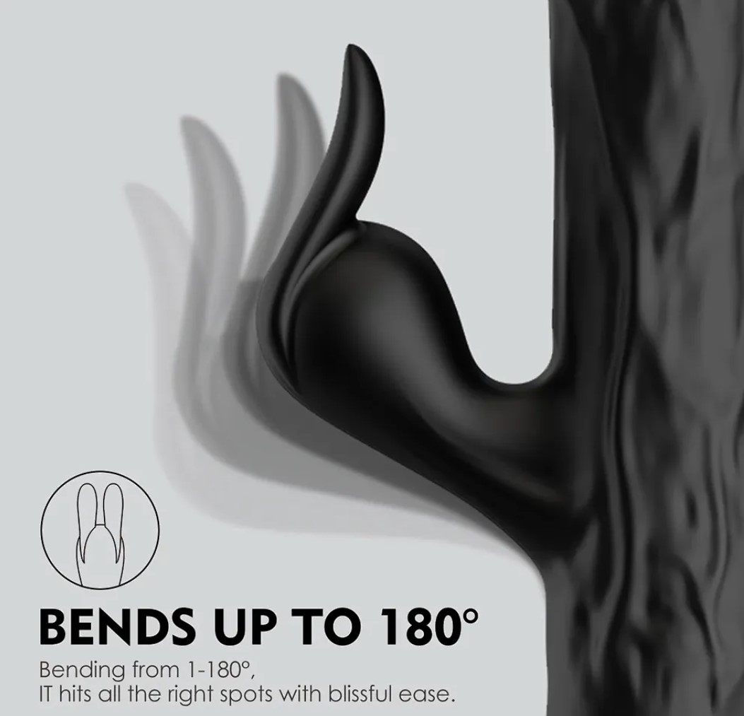 Vibrator Midnight Rabbit, 10 Moduri Thrusting, 10 Moduri Vibratii, Silicon, USB, Negru, 24.5 cm, Guilty Toys, Glamour, #3, Erotic24.ro