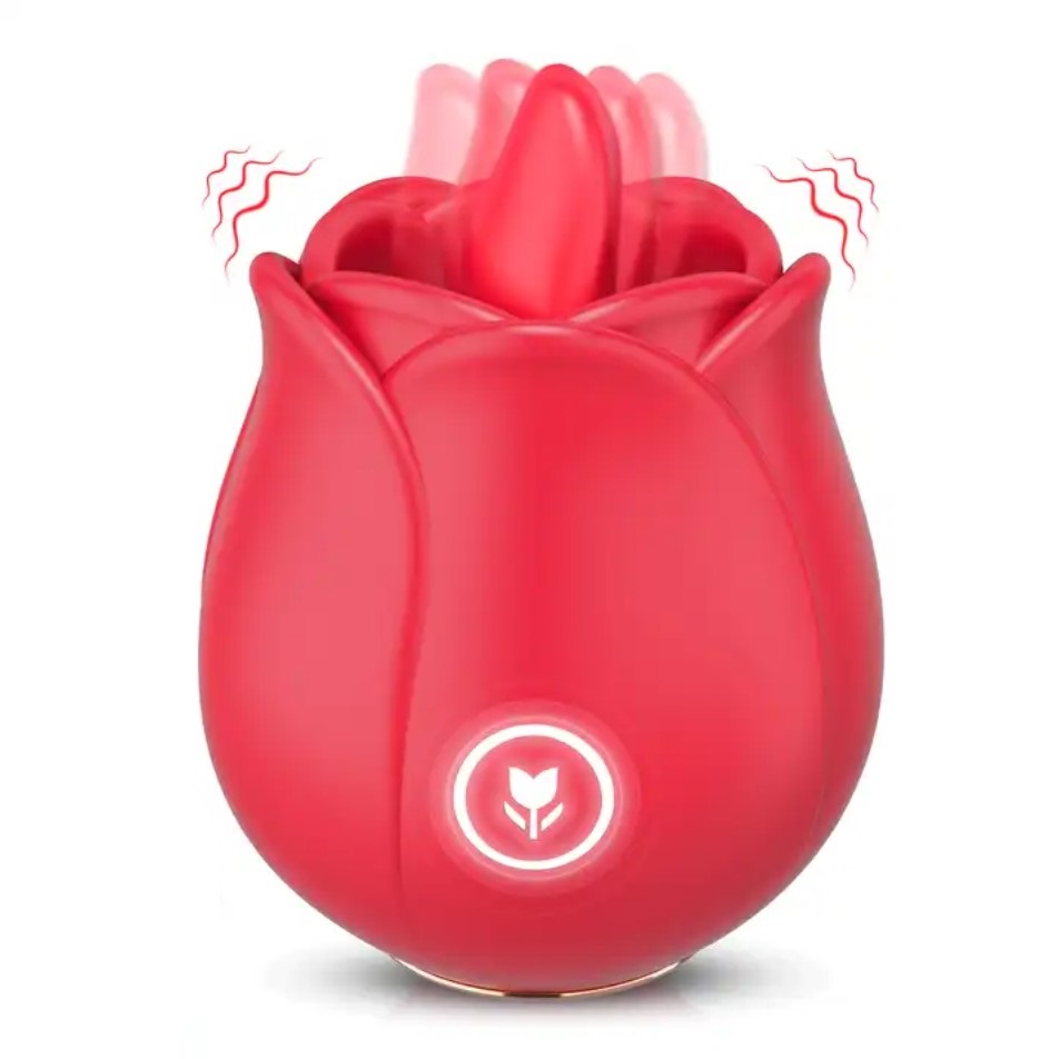 Vibrator Rosalinda, 10 Moduri Vibratii, 10 Moduri Licking, Silicon, USB, Rosu, Passion Labs, Rose Collection, #1, Erotic24.ro