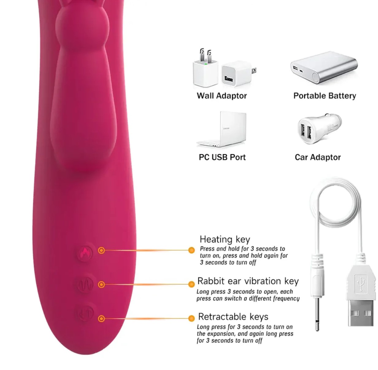 Vibrator Seth Vibrating&Thrusting, Silicon, USB, Roz, 21 cm, Passion Labs, Sensations, #5, Erotic24.ro